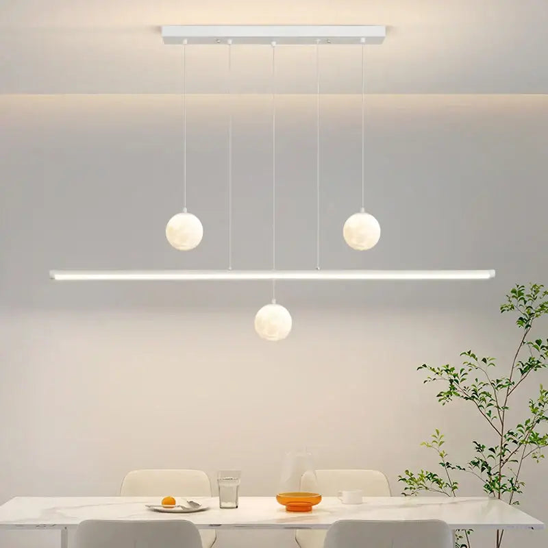 Modern minimalist decorbites led pendant lights with three white glass globes for dining room and kitchen lighting