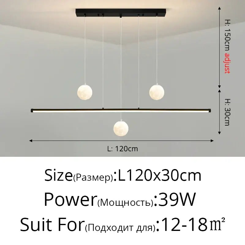 Decorbites led pendant lights with three white globe shades and black bar for modern dining room and kitchen lighting