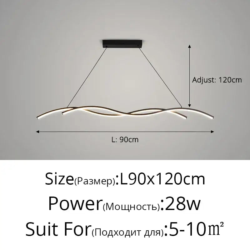 Modern black and gold wave-shaped decorbites led pendant lights with adjustable length for home lighting
