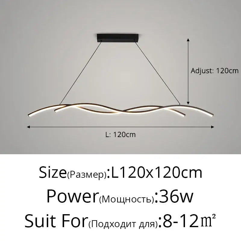 Modern black and white DecorBites LED pendant lights with sleek wave-like design for living and dining room decor
