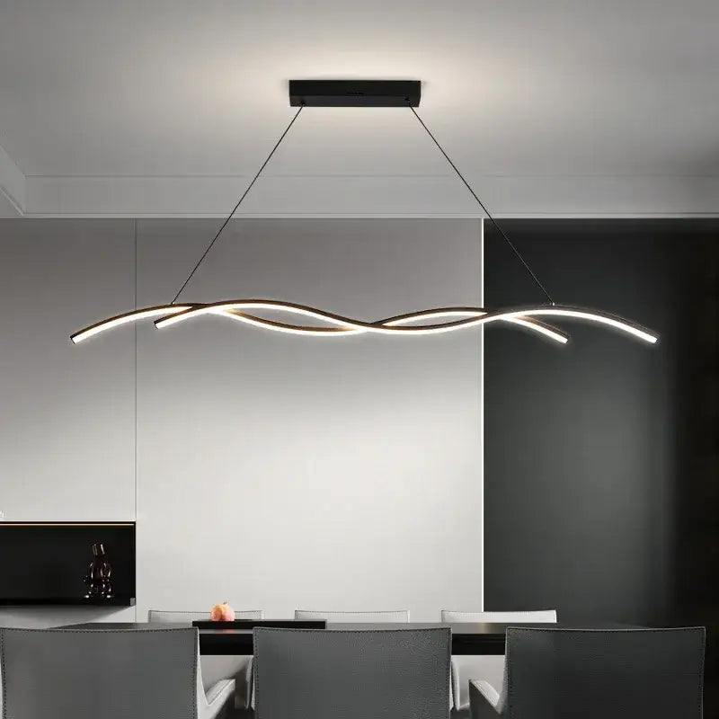 Modern black DecorBites LED pendant lights with sleek wave-like LED design for minimalist home decor lighting