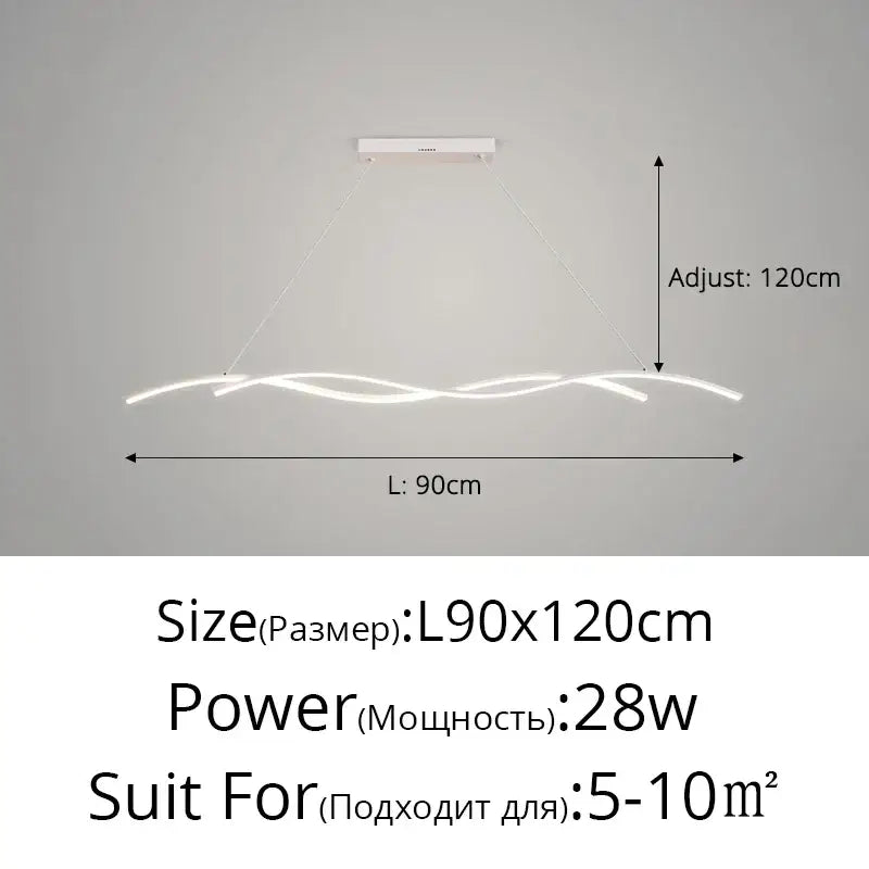Modern white decorbites led pendant lights with sleek wavy design and adjustable length for living and dining rooms