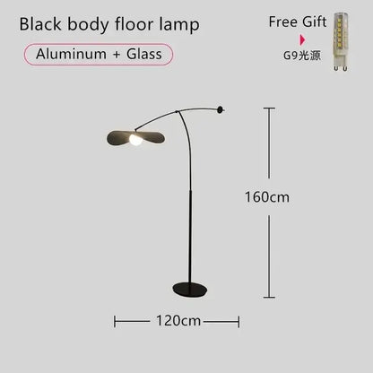Black decorbites led pendant light with sleek aluminum glass curved arm and leaf-shaped shade for modern home decor