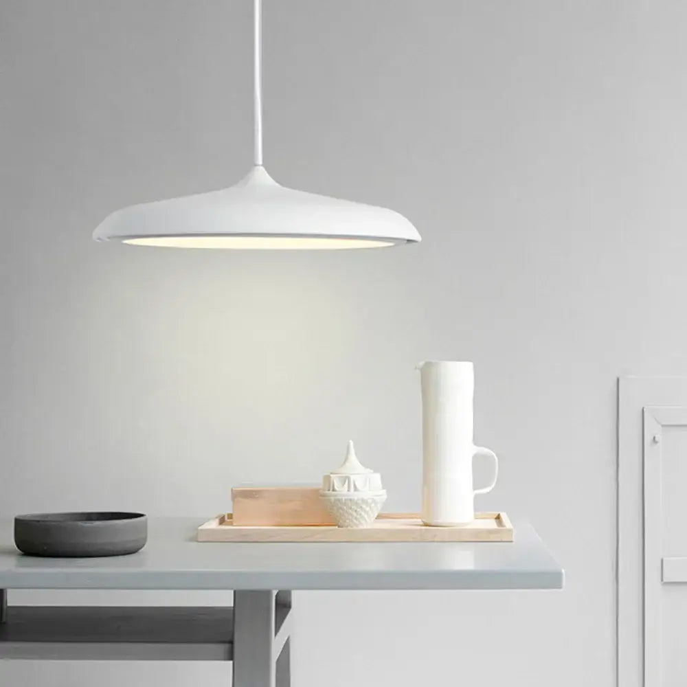 A sleek white decorbites led pendant light with smooth curved design for kitchen bar and living room pendant lights