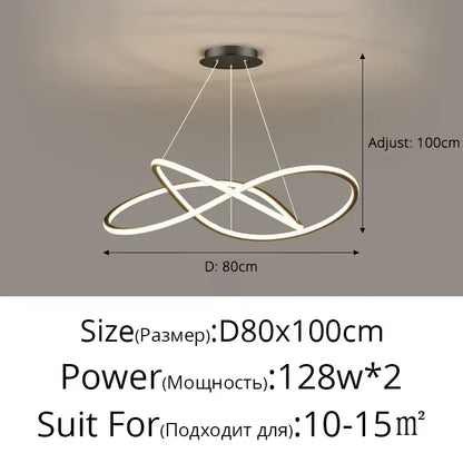 Modern minimalist decorbites led pendant lights with interlocking matte black and white rings for indoor lighting