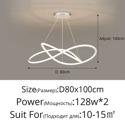 Modern white LED pendant lights with intertwined circular rings and minimalist design by DecorBites for indoor lighting