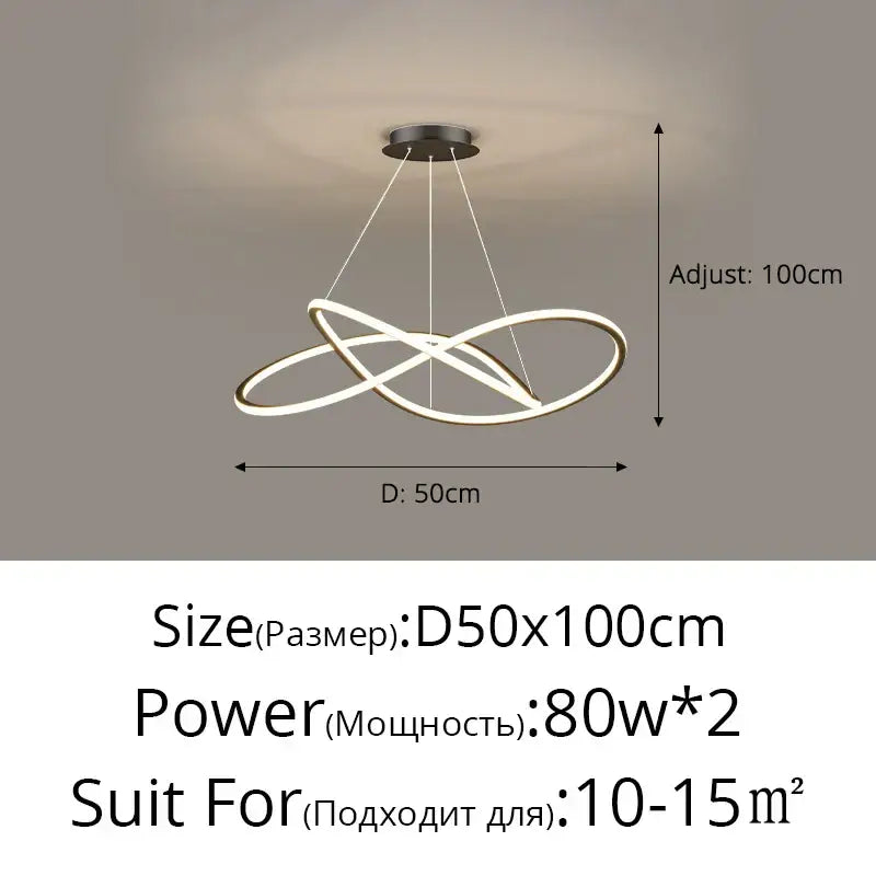 Modern minimalist decorbites led pendant lights with interlocking white and black circular rings for indoor lighting