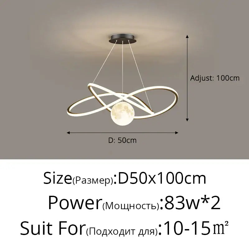 Modern minimalist decorbites led pendant lights with two white led rings and central globe adjustable to 100cm height