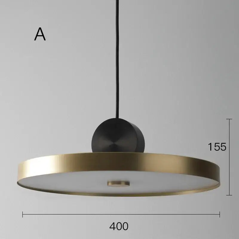 Modern circular decorbites led pendant light with brushed gold rim matte black top and integrated led bulb for living rooms