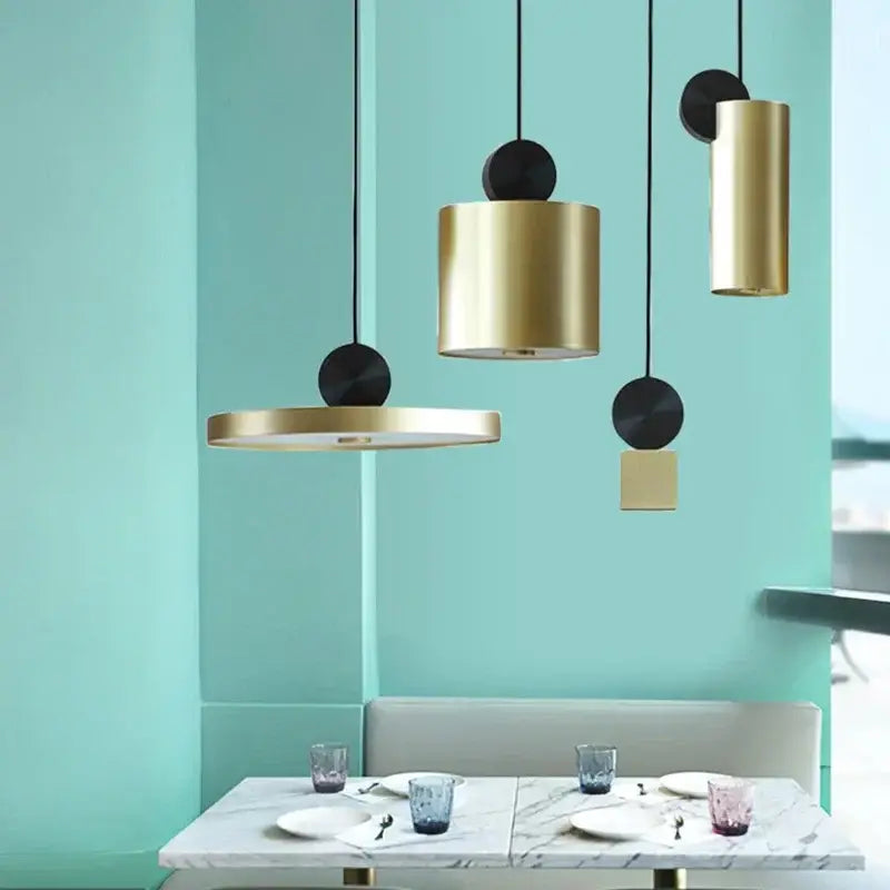 Modern gold and black geometric decorbites led pendant lights with cylindrical shapes for living room kitchen bedroom use