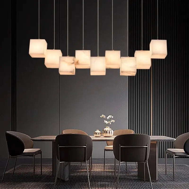 Modern pendant lights featuring decorbites led pendant with softly glowing square luminous cubes for indoor lighting