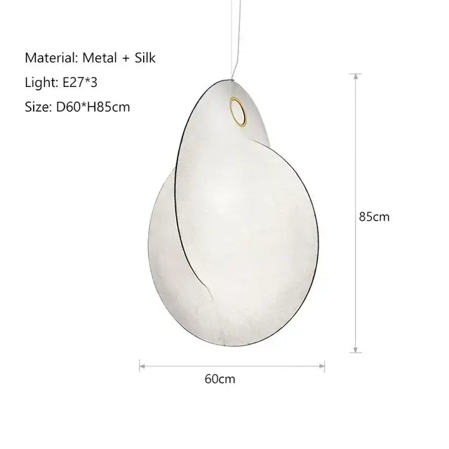 Elegant white silk and metal decorbites led pendant lights with modern overlapping teardrop design for living spaces