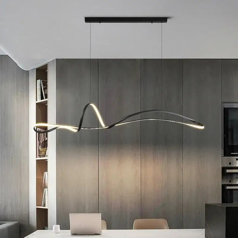 Modern black minimalist decorbites led pendant lights with sleek curves and integrated led lighting for indoor use