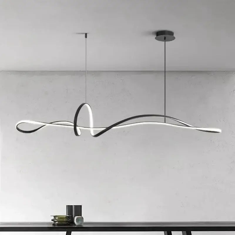 Modern black and white decorbites led pendant lights with sleek flowing curves for living and dining room lighting