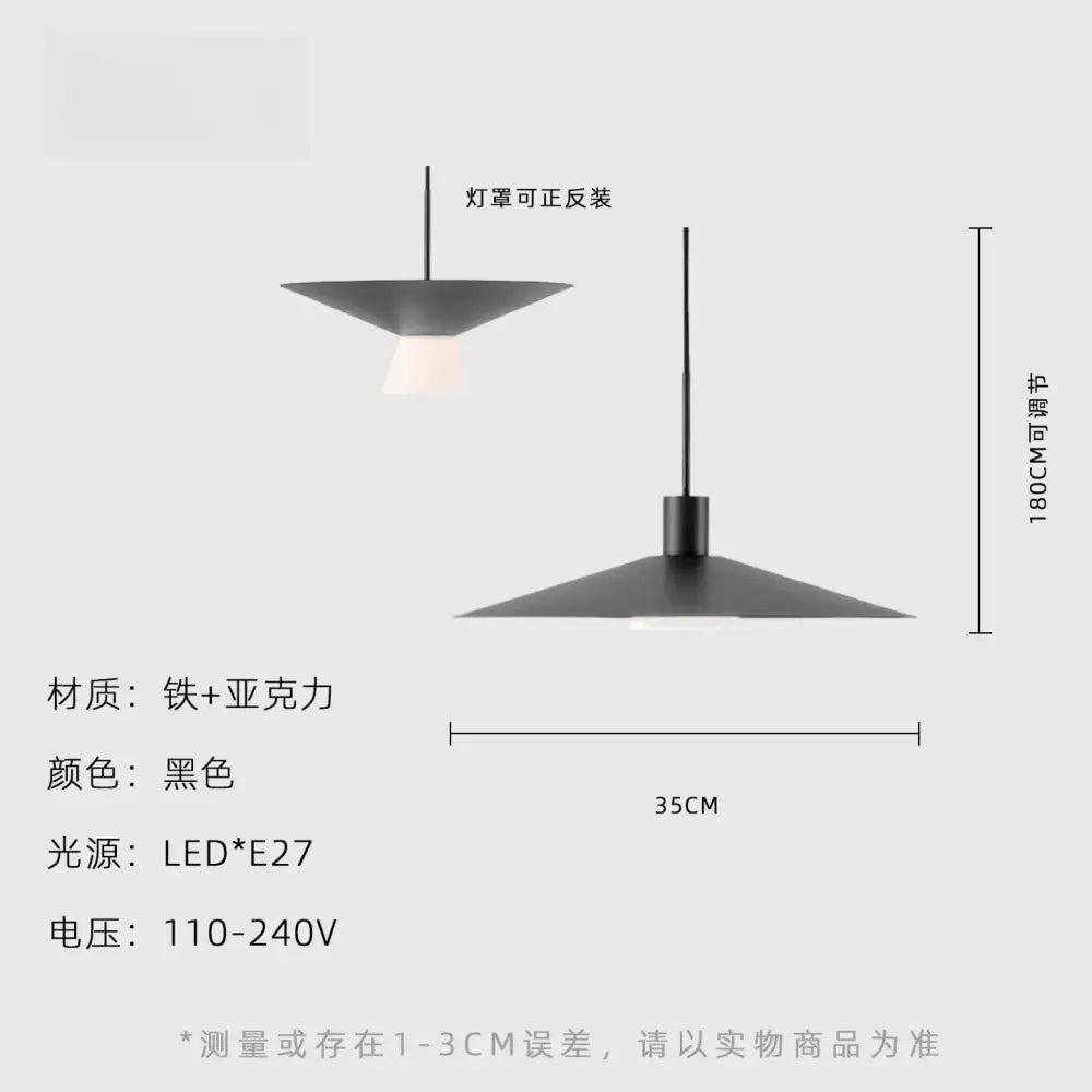 Black matte decorbites led pendant light with sleek iron and acrylic conical shade for modern interior decor