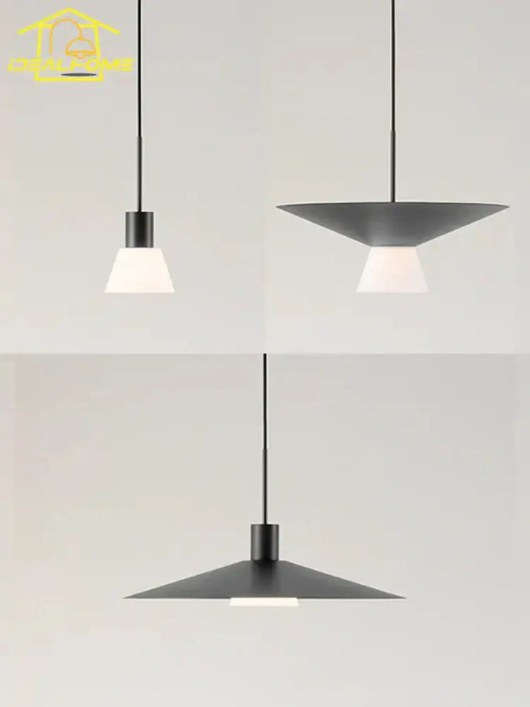 Modern black decorbites led pendant lights with sleek conical shades for minimalist dining living bedroom aisles