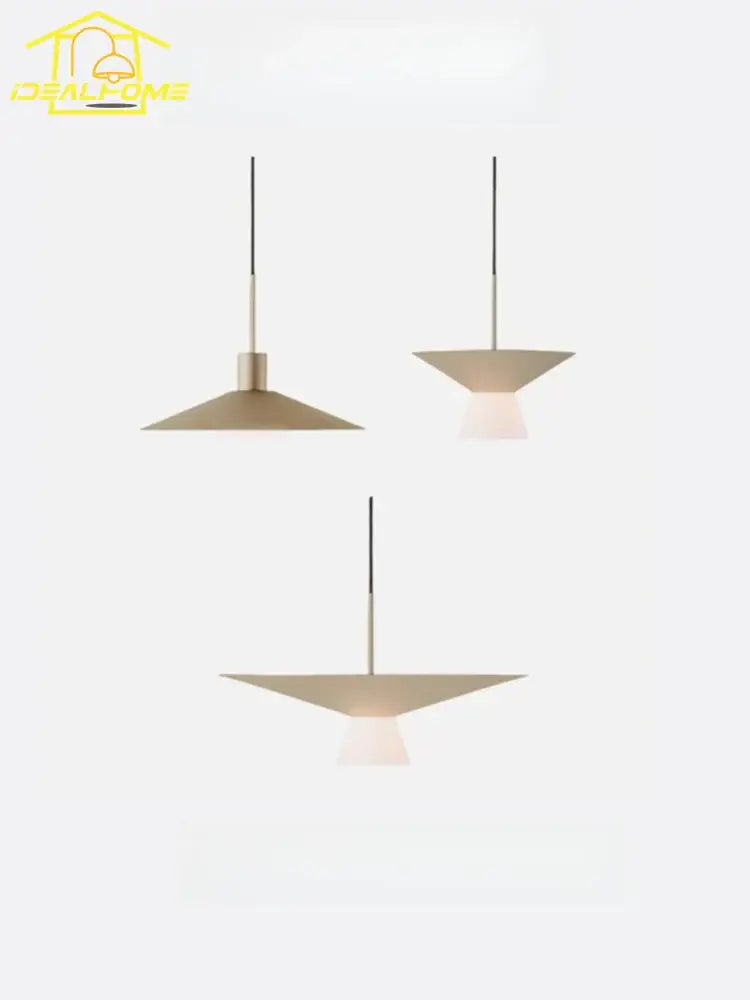 Modern minimalist pendant lights with matte gold geometric cone shades by decorbites led pendant for dining and living rooms