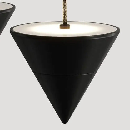 Black conical DecorBites LED pendant light with matte finish and warm glow for modern home decor chandelier