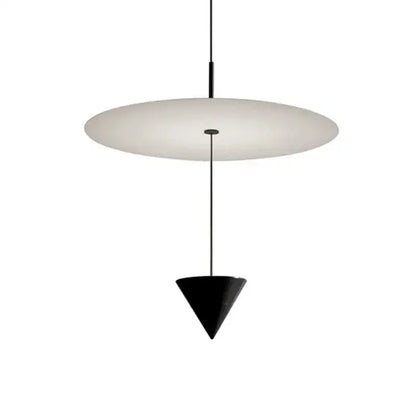 Modern decorbites led pendant lights with matte white circular disc and black conical shade for home decor