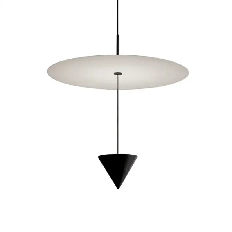 Modern decorbites led pendant lights with matte white circular disc and black conical shade for home decor