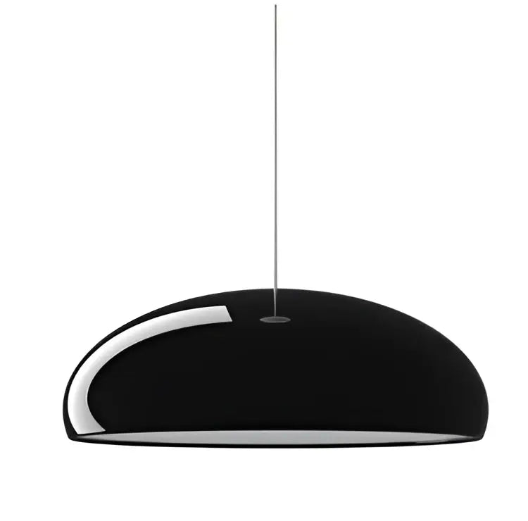 Black glossy dome-shaped decorbites led pendant light with sleek metallic cord for luxury living and dining spaces