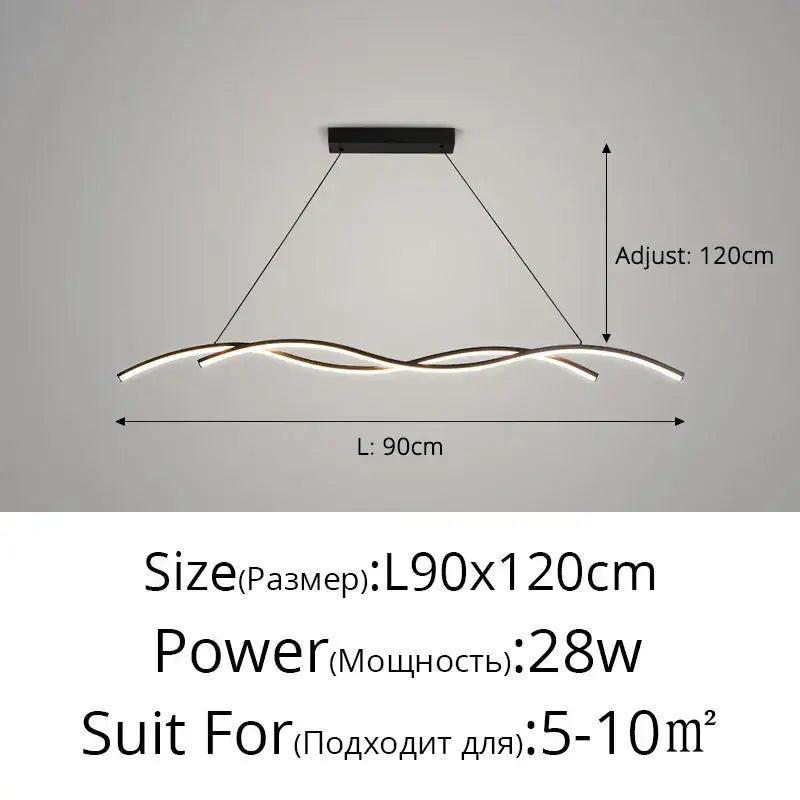 Modern black and gold decorbites led pendant lights with sleek wavy design for minimalist home lighting decor