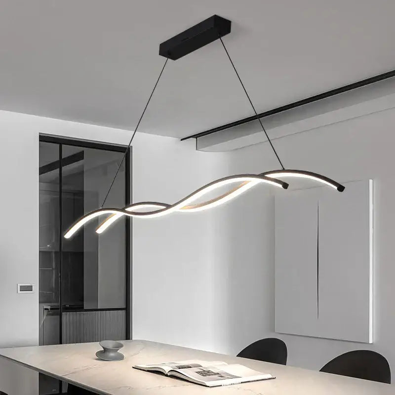 Modern black and white DecorBites LED pendant lights with sleek wave-like design for minimalist home indoor lighting