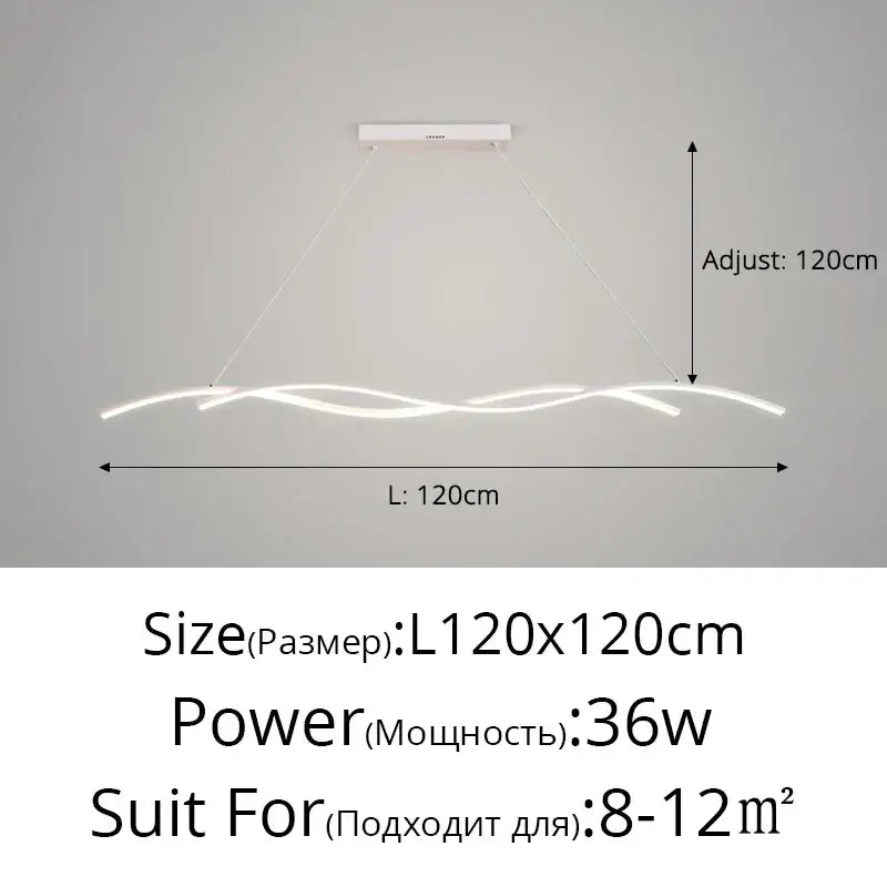 Modern white led pendant lights by decorbites with sleek wavy design and adjustable length for indoor lighting