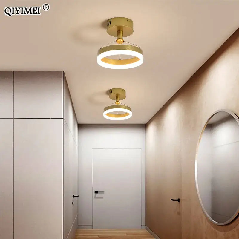 Gold-finished decorbites led pendant lights feature circular modern minimalist design with remote control