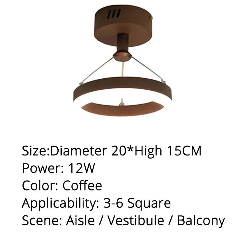 DecorBites™ coffee-colored modern pendant lights featuring a circular frosted glass ring LED pendant light fixture