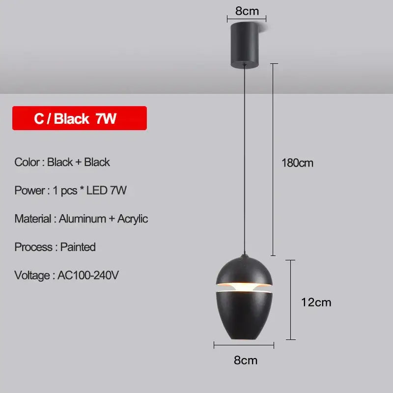 Black decorbites led pendant light with sleek teardrop acrylic shade and aluminum fixture for modern interiors