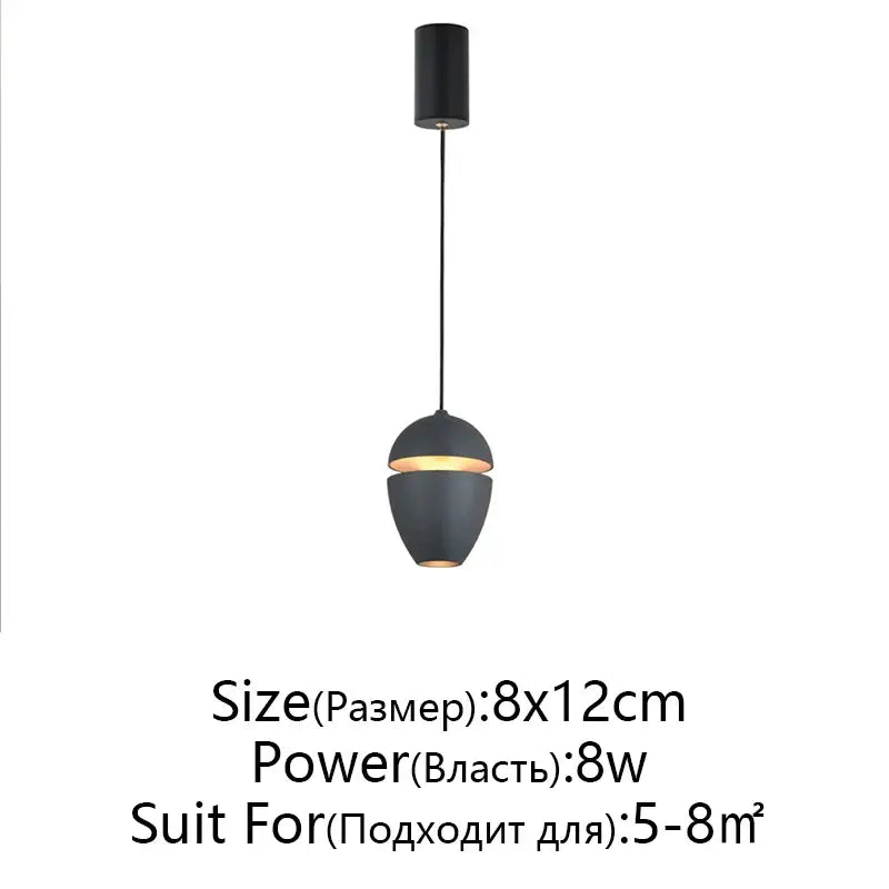 Modern black DecorBites LED pendant lights with oval shade and warm interior lighting for bedside and restaurant use