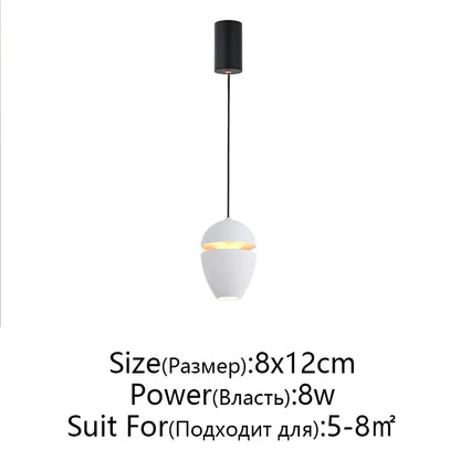 Minimalist white decorbites led pendant lights with sleek black cylindrical mount and warm glowing interior for modern spaces
