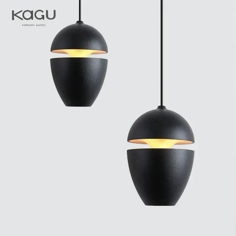 Black matte decorbites led pendant lights with split-sphere design and warm glow for bedside and bar counters