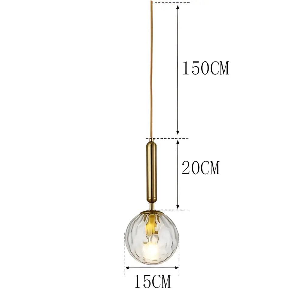 Modern pendant lights featuring a clear faceted glass globe and brass rod from DecorBites led pendant for dining and bar