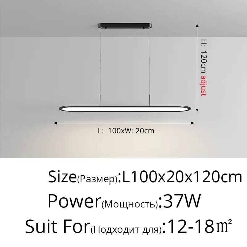 Modern black rectangular decorbites led pendant light with sleek minimalist design and adjustable height for indoor lighting