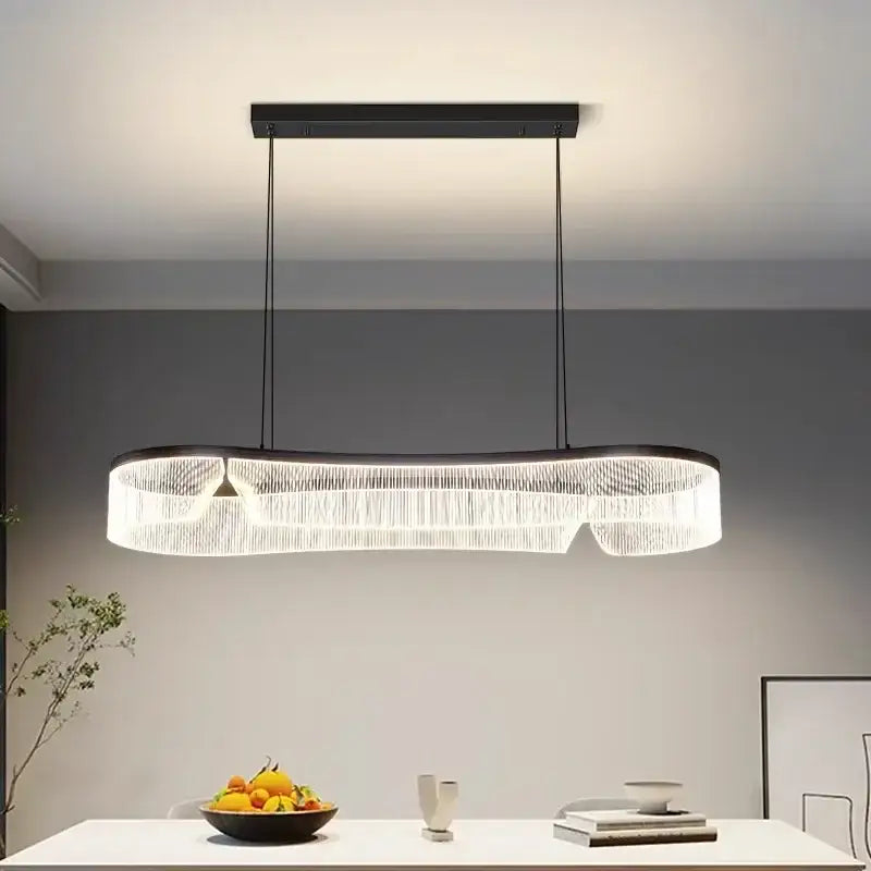 Modern oval pendant lights with black metal frame and clear crystal strands by DecorBites LED pendant lights for indoor use