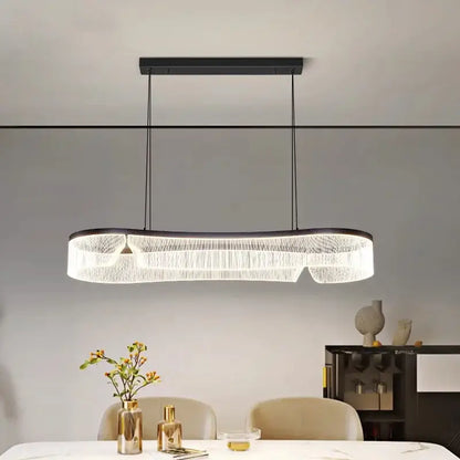 Modern black-framed decorbites led pendant lights feature clear crystal strands with warm white illumination for indoor use