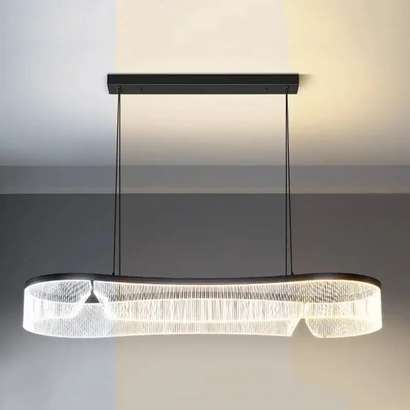 Modern black-framed oval pendant lights with clear faceted crystal strands by DecorBites led pendant lights for indoor use