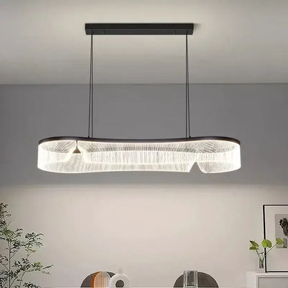 Modern black-framed DecorBites LED pendant lights with faceted crystal strands for elegant indoor lighting chandeliers