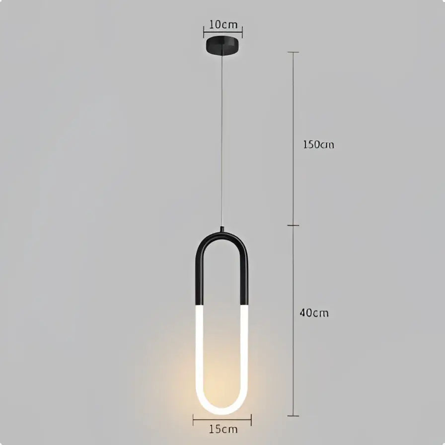Black and white u-shaped decorbites led pendant lights with sleek modern design for indoor bedroom and living room lighting