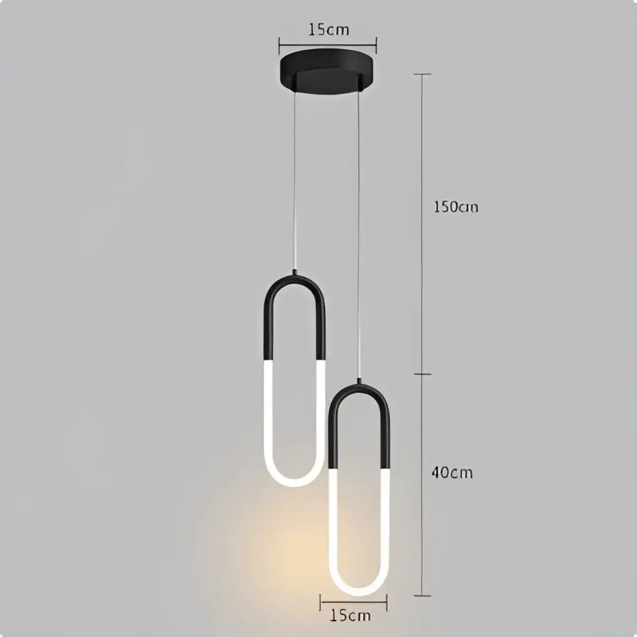Black and white u-shaped decorbites led pendant lights with modern minimalist design for bedroom and living room lighting