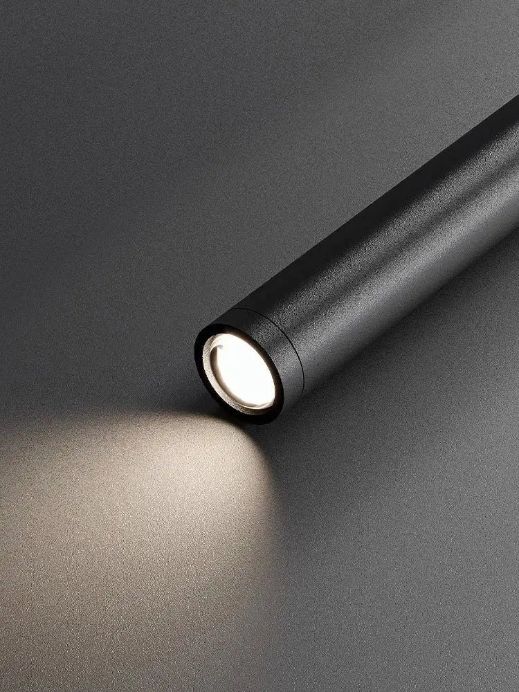 Black cylindrical flashlight with matte finish and bright white led light tip for DecorBites led pendant lights decor