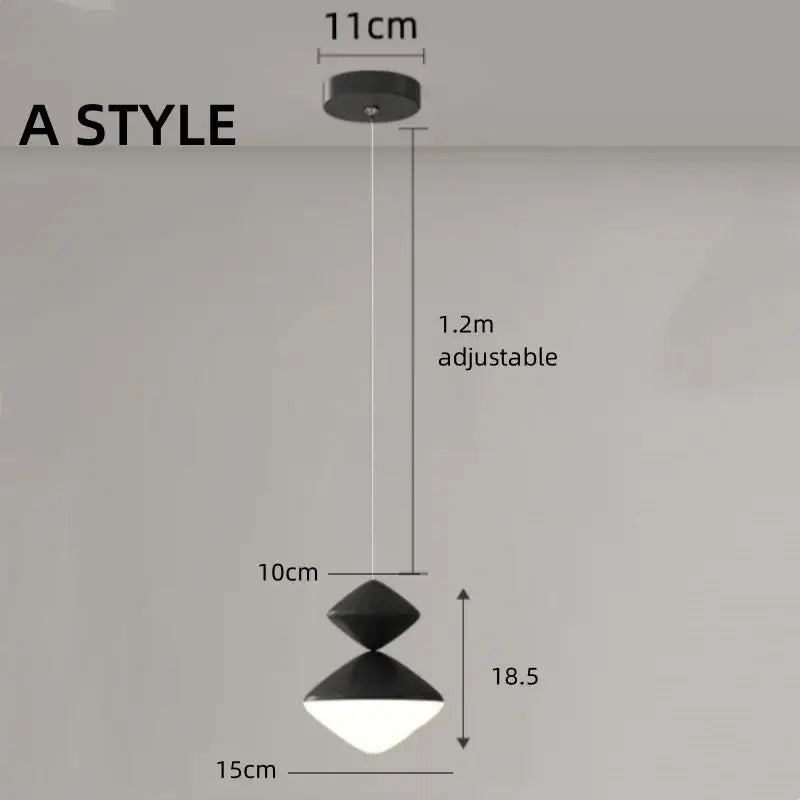 Black modern decorbites led pendant lights with stacked diamond shades and adjustable 1.2m hanging length for indoor use
