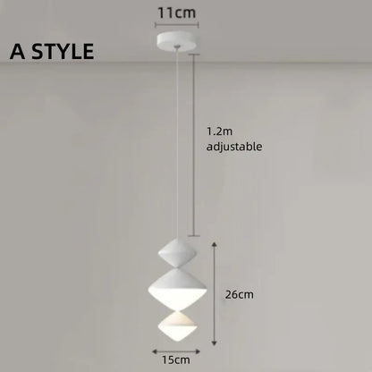 Modern white pendant lights with geometric three stacked diamond shades decorbites led pendant for indoor use