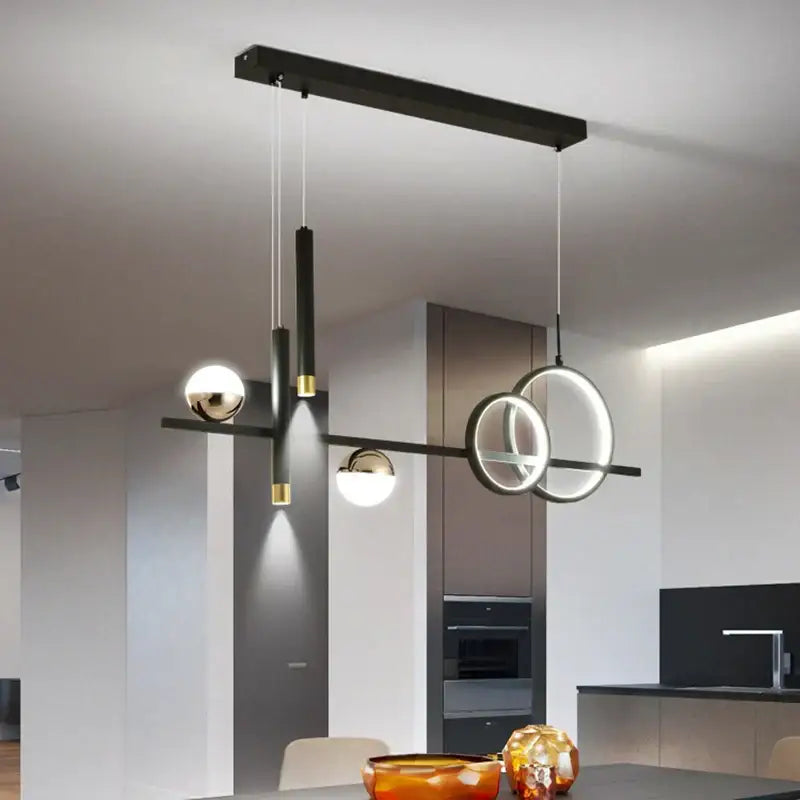 Modern black and gold DecorBites led pendant lights with spherical LED pendant lights for kitchen or office use