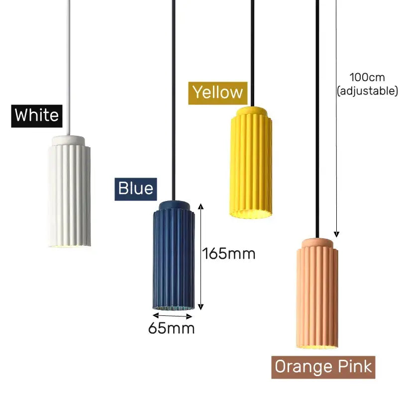 Decorbites™ led pendant lights are modern cylindrical pendant lights with vertical ridges available in four colors