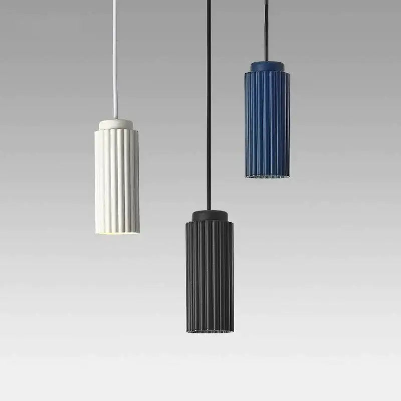 DecorBites™ led pendant lights with modern cylindrical white black and blue fluted designs for bedroom kitchen dining room