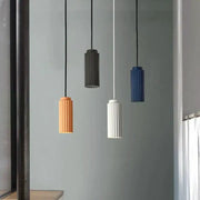 Decorbites™ led pendant lights with modern cylindrical fluted design in orange black white and blue for bedroom kitchen dining