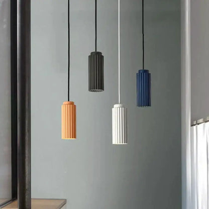 Decorbites™ led pendant lights with modern cylindrical fluted design in orange black white and blue for bedroom kitchen dining